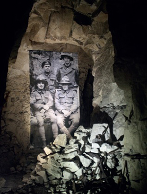 NZ Tunnellers photos in display under Arras.