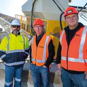 Peter Newfield, Metso Australia (left) with David McCaffrey and Mike Higgins from Isaac Construction.