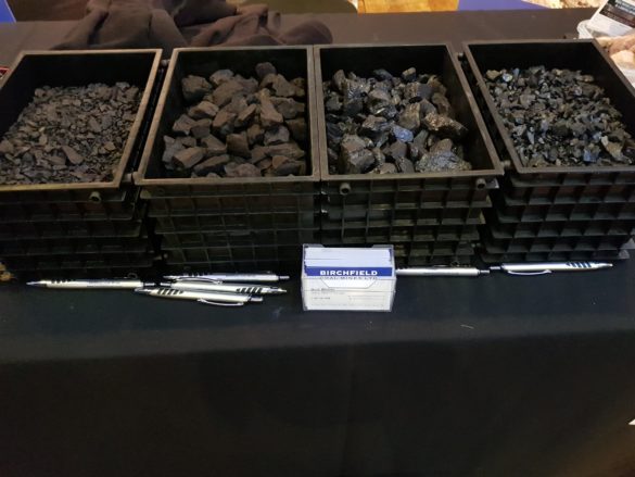 Birchfield Coal. The shinny coal is the highest quality and usually blended with the poorer quality for clients. Birchfields took over a lot of Solid Energy assets including the Strongman Mine.